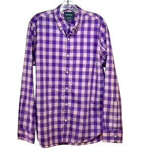 Button Down Shirt Bonobos Slim Fit Men's Large Pink Purple Gingham Cotton L/S